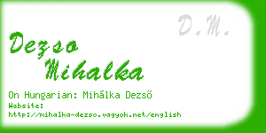 dezso mihalka business card
